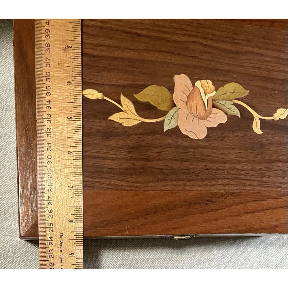 Handmade Wood Jewelry Box Floral Marquetry Inlay Birdseye Maple Big Rapids MI